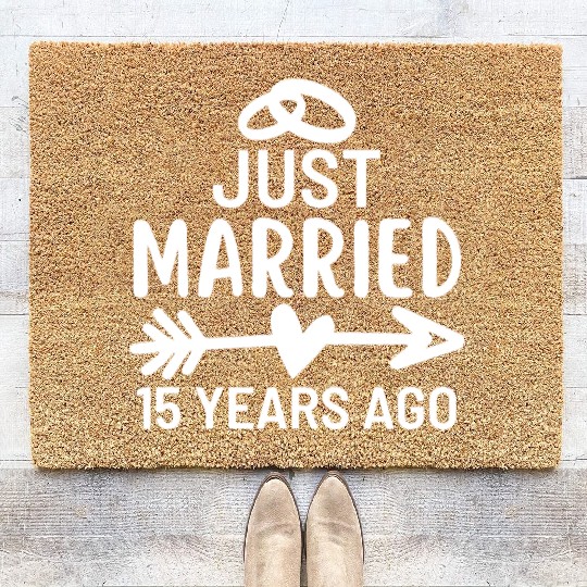 Just Married 15 Years Ago Wedding Anniversary Coir Doormats