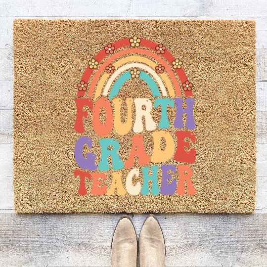 4th Grade Teacher Rainbow First Day Of School Coir Doormats
