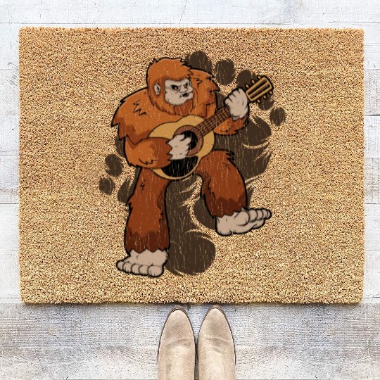 Bigfoot Guitar Sasquatch Playing Guitar Coir Doormats