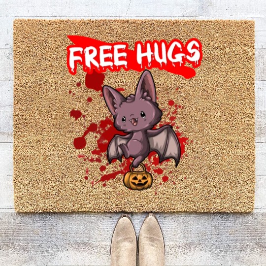 Free Hugs Halloween Sarcasm Scary Creepy Costume Coir Doormats