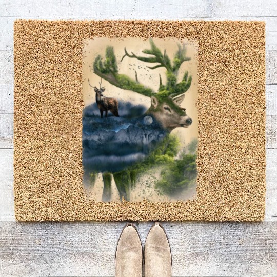 Fantasy Deer Nature Mystical Forest Animal Coir Doormats
