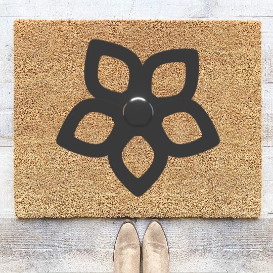 Metallic Silver Abstract Flower Cutout Petals Coir Doormats