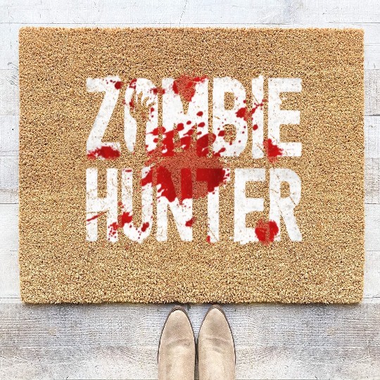 Zombie Hunter Creepy Scary Blood Splatter Zombies Coir Doormats