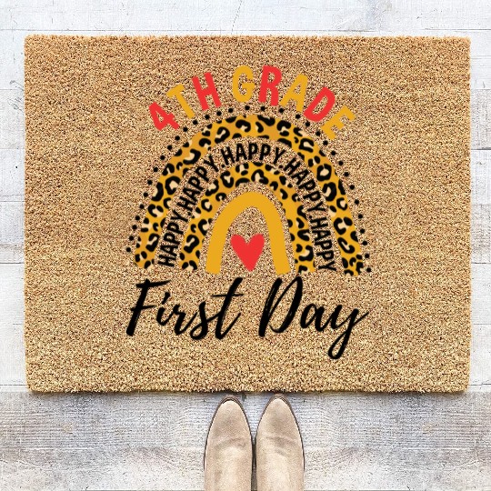 Rainbow First Day Of School 4th Grade Teacher Coir Doormats
