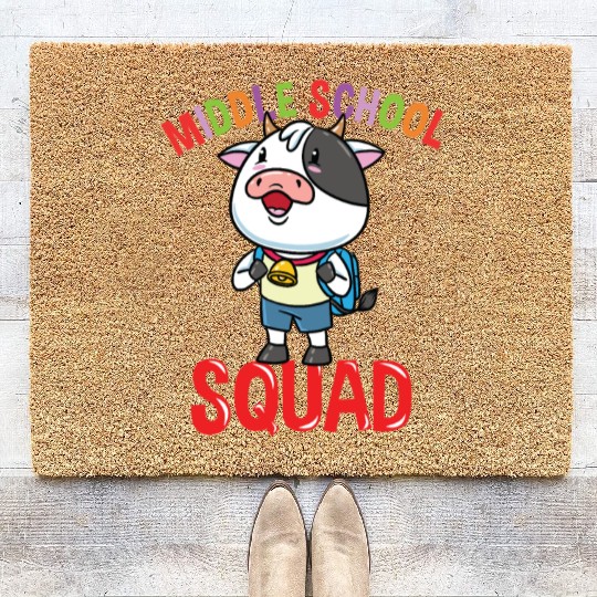 Cow Back To School Middle School Squad Coir Doormats