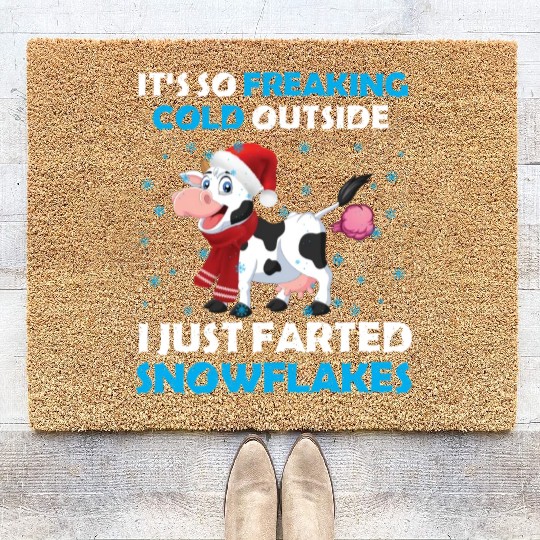 I Just Farted Snowflakes Funny Cow Lover Christmas Coir Doormats