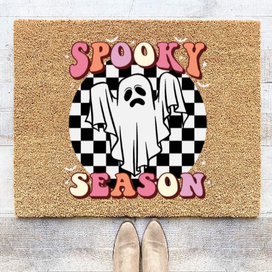 Spooky Season Halloween Vintage Text Design Coir Doormats