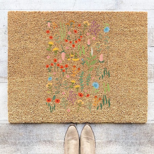 Flowers Women Floral Colorful Wildflowers Coir Doormats