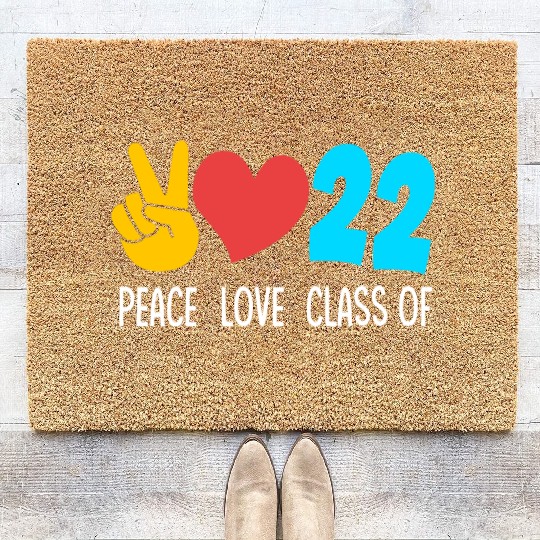 Senior High School Peace Love Class Of 2022 Coir Doormats