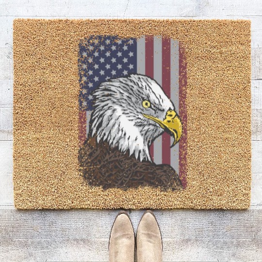 Bald Eagle - American Flag - Patriotic Coir Doormats