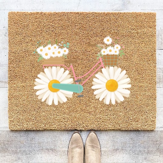 Bicycle Daisy Women Gardening Flower Bike Coir Doormats