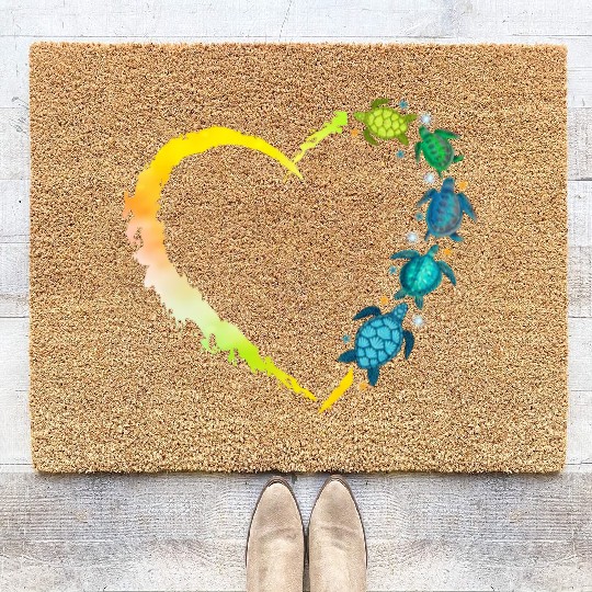 Sea Turtle Heart Animal Lover Coir Doormats