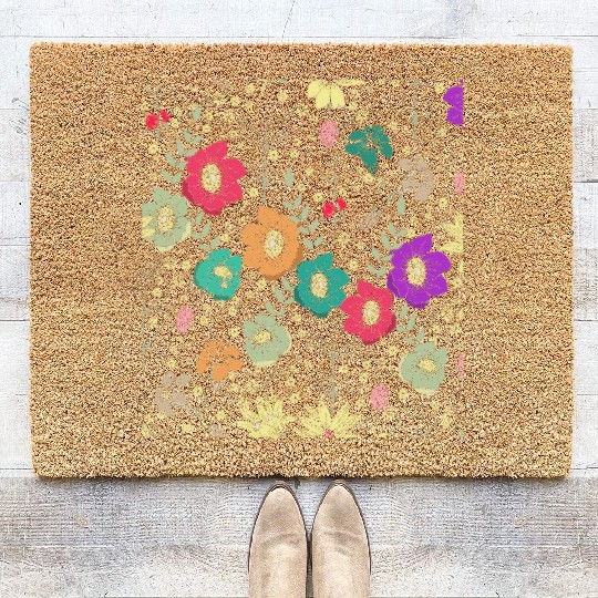Flowers Women Floral Colorful Wildflower Coir Doormats