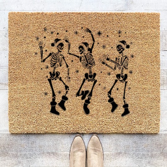 Halloween Party Dancing Skeleton Trick or treat Coir Doormats