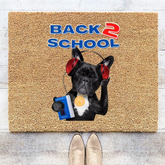 FRENCH BULLDOG BACK 2 SCHOOL aka BACK TO SCHOOL Coir Doormats