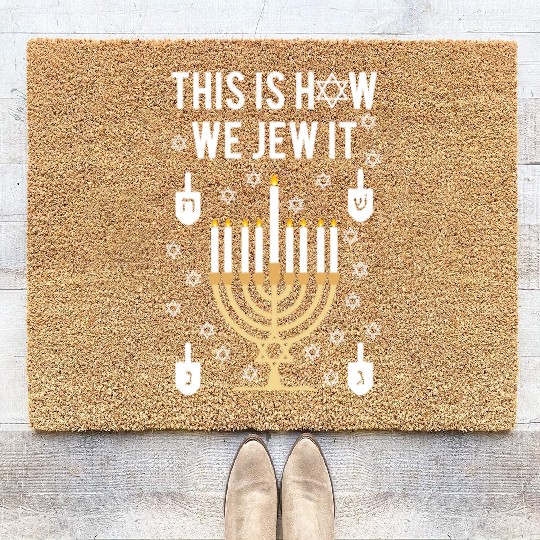 Hanukkah Pun This Is How We Jew It Coir Doormats