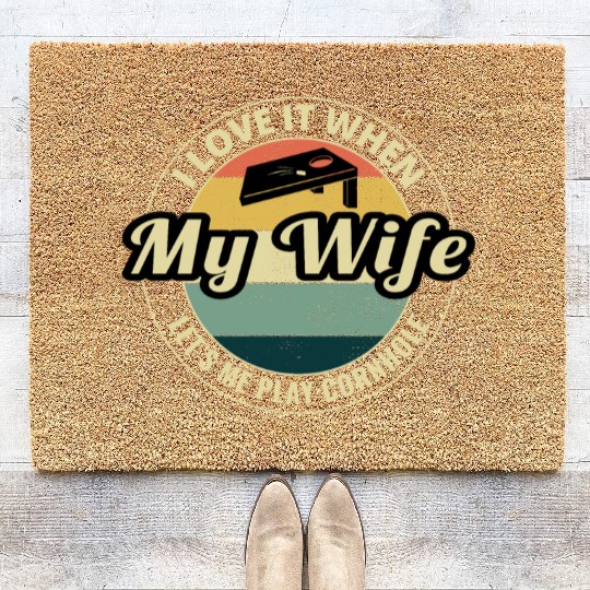 Cornhole Bean Bag Toss Lawn Game Husband Wife Coir Doormats
