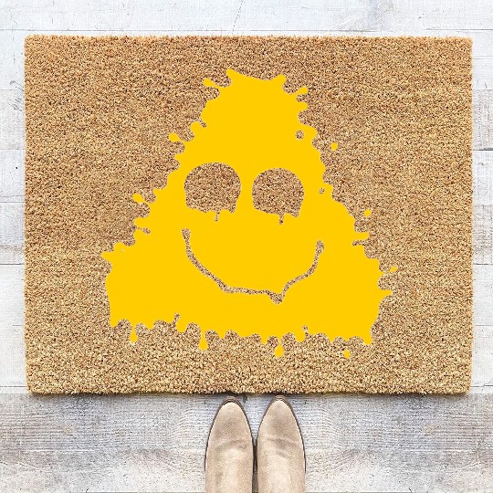 Yellow Smile Face triangle Coir Doormats
