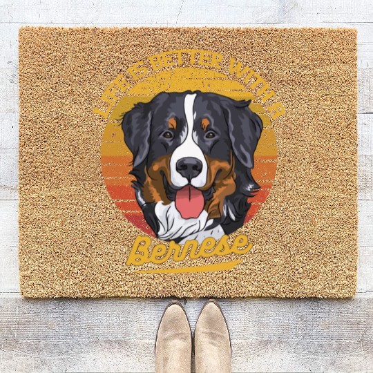 Bernese Mountain Dog Lover Cartoon Coir Doormats