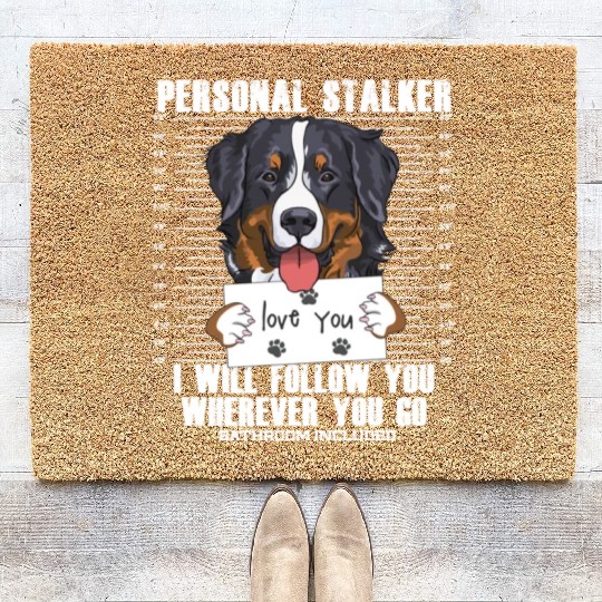 Bernese Mountain Dog Stalker Cartoon Coir Doormats