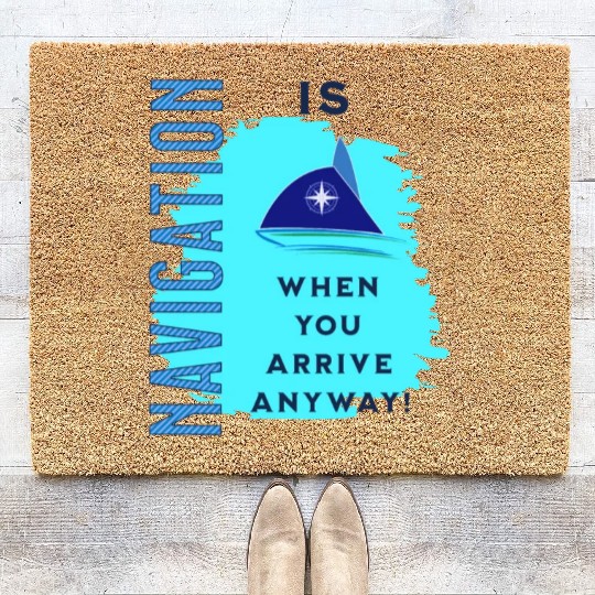 navigation sail boat sailor skipper compass gift Coir Doormats
