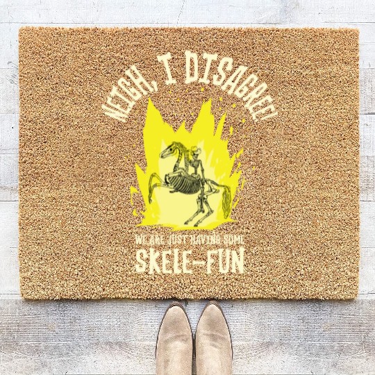 Halloween Cowboy Skeleton Fun Horse Riding Coir Doormats