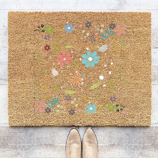 Cute Flowers Women Floral Colorful Wildflowers Coir Doormats