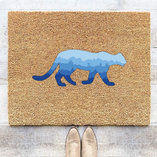 Mountain Lion and Mountain Biker Coir Doormats
