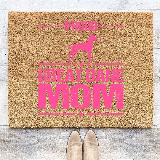Proud Great Dane Mom Pink Coir Doormats