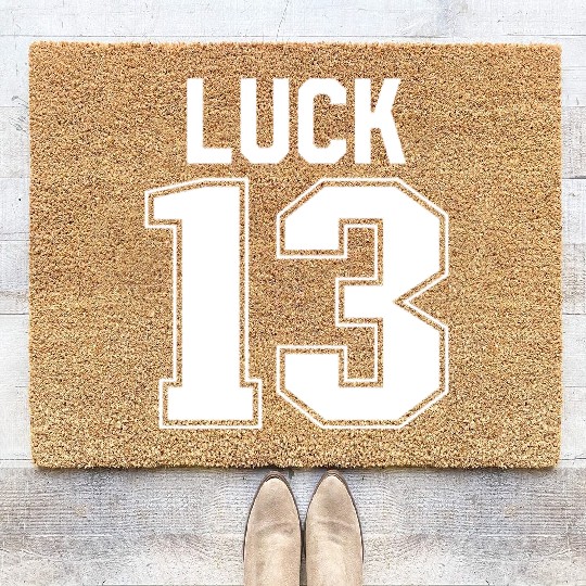 Luck 13 Jersey 13 My Lucky Number Lucky Thirteen Coir Doormats