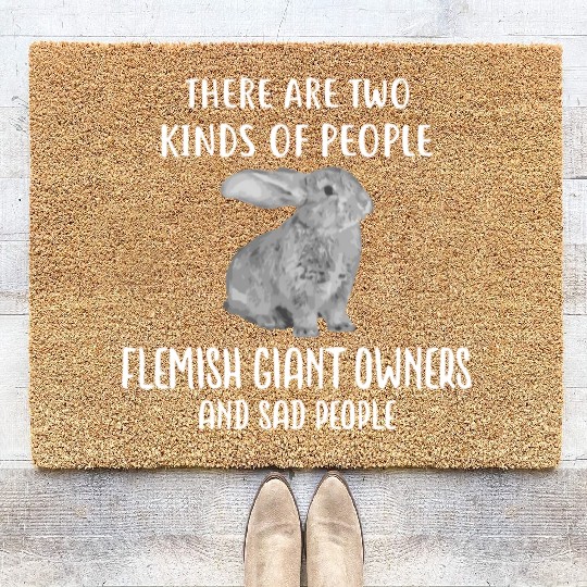 Sad People And Flemish Giant Rabbit Bunny Coir Doormats