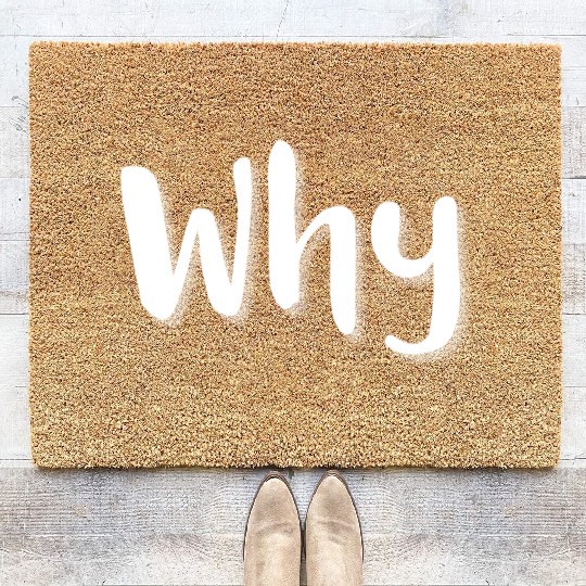 Why - White Letters Coir Doormats