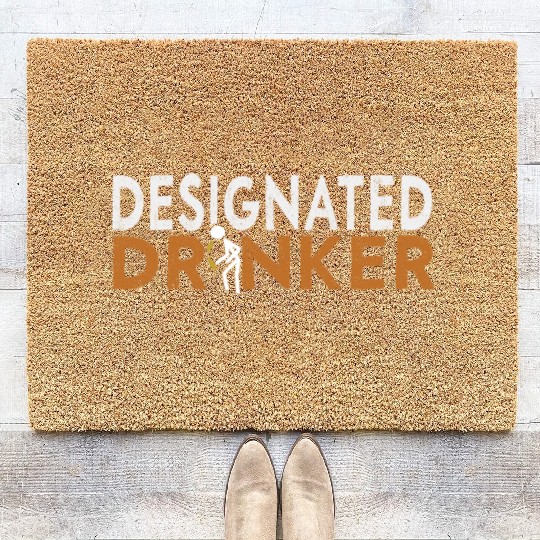 Mens Beer Lovers, Designated Drinker Funny Coir Doormats
