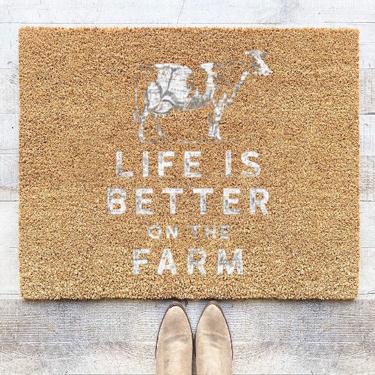Cowboy Farmer Life Is Better On The Farm Cow Coir Doormats