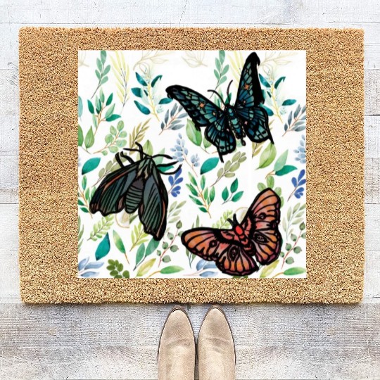 Two Butterflies and A Moth Coir Doormats