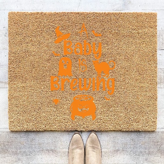 A Baby Is Brewing Maternity Halloween Women Funny Coir Doormats
