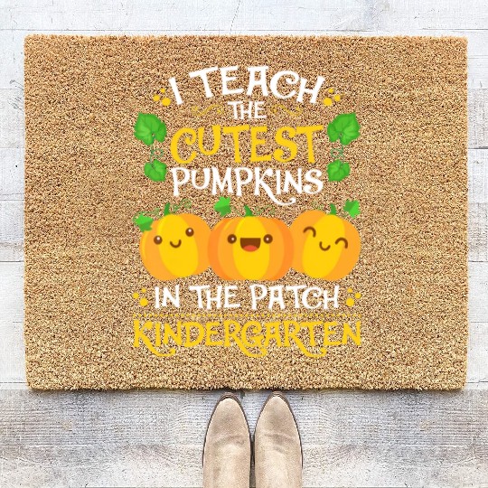 Teacher Halloween Kindergarten Teacher Cutest Pump Coir Doormats