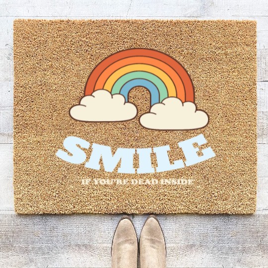 Smile If You are Dead Inside Pessimismus Coir Doormats