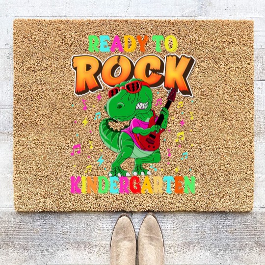 Ready To Rock Kindergarten Dinosaur Back To School Coir Doormats