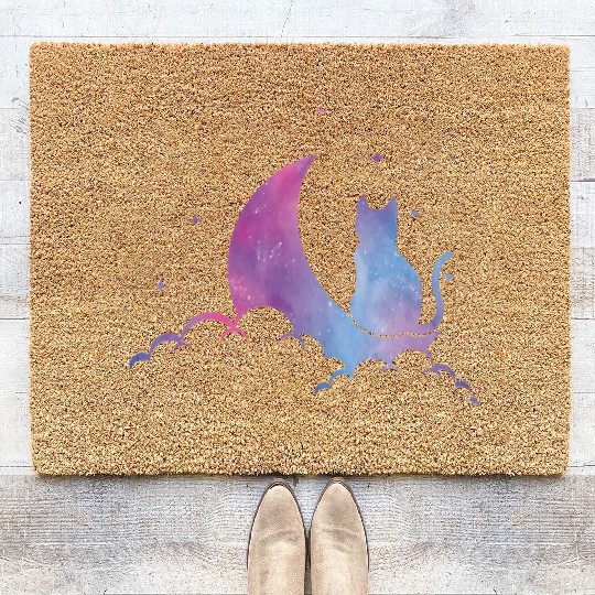 Celestial Cat Lover Pastel Goth Feline Coir Doormats