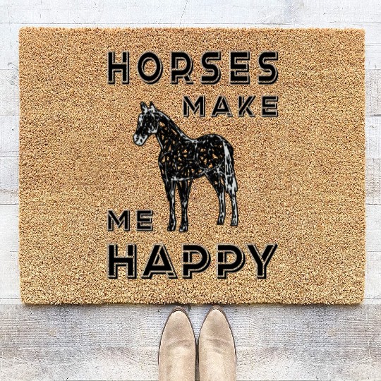 Horses horse lovers I love horses pony happy Coir Doormats
