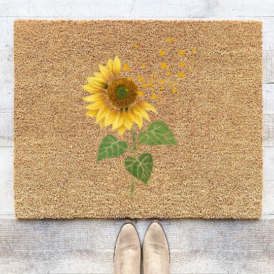 Sunflower Birds Cute Floral Birdwatching Coir Doormats