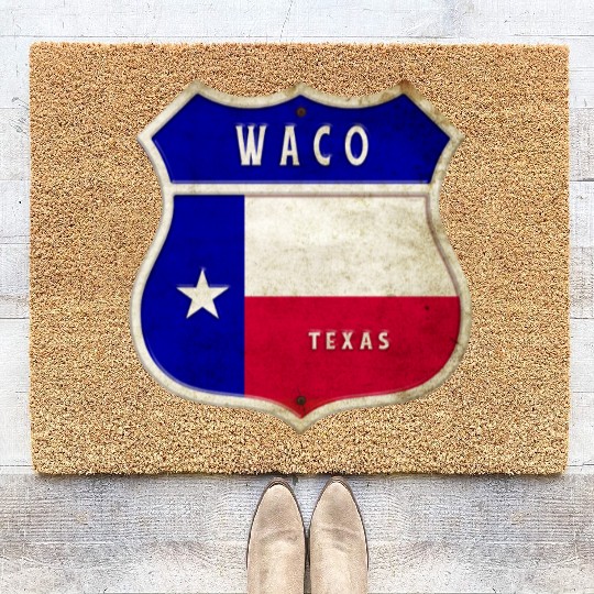 Waco Texas crest flags design Coir Doormats