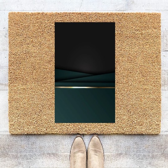 Luxury Black Green Gold Stripes Coir Doormats