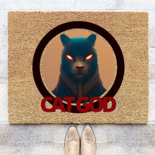 Samurai Cat God Coir Doormats
