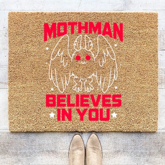 Funny Cryptid Gothic Mothman Believes In You Coir Doormats