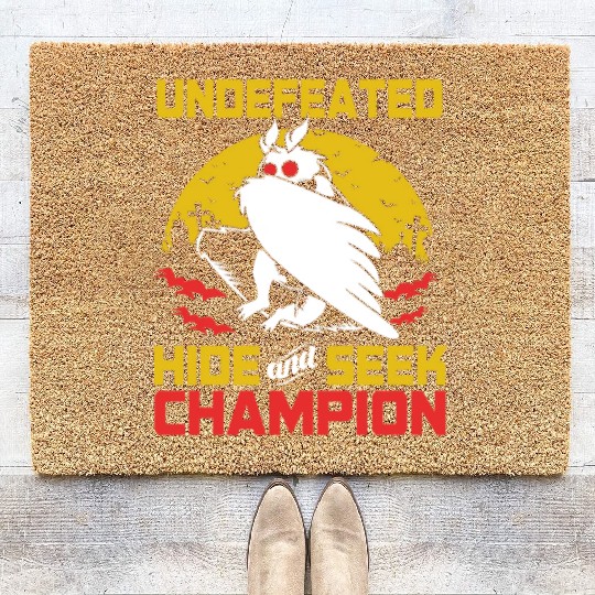 Undefeated Hide And Seek Champion Funny Mothman Coir Doormats