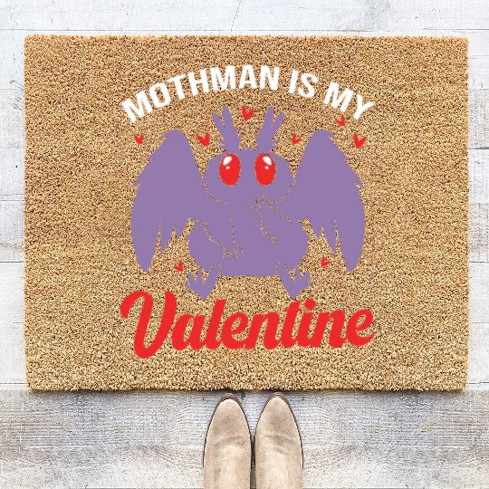 Funny Valentines Day Cryptid Cute Mothman Coir Doormats