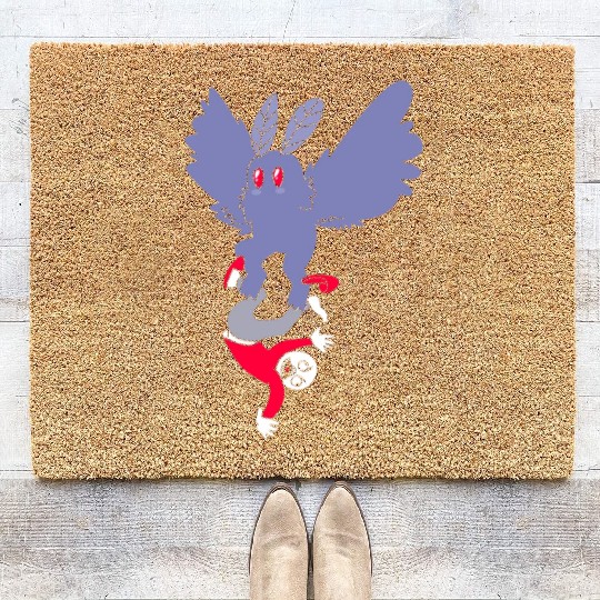 Mothman Abducting Human Goth Cryptid Funny Mothman Coir Doormats