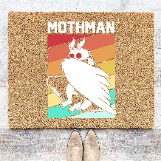 Retro Mothman Cryptid 80s Vintage Mothman Coir Doormats